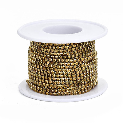 Electroplate Brass Rhinestone Strass Chains CHC-T006-SS6.5-01G-1