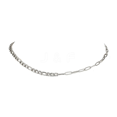 4.5MM 04 Stainless Steel Figaro Chain Paperclip Chain Necklaces NJEW-JN05576-1