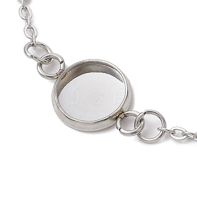 304 Stainless Steel Round Cabochon Setting Bracelets BJEW-JB11092-02-1
