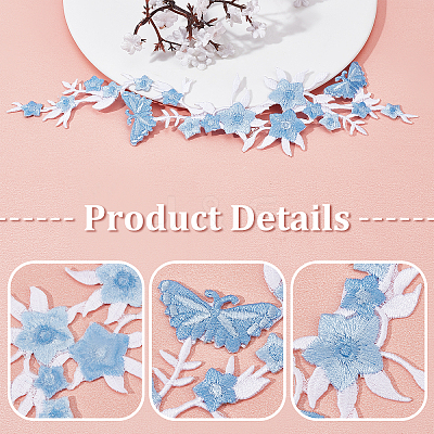4Pcs Polyester Embroidered Sew on/Iron on Collar Decoration DIY-GF0006-08A-1