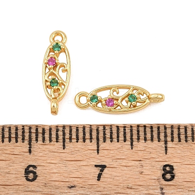 Brass Pave Cubic Zirconia Connector Charms KK-H533-08B-G-1