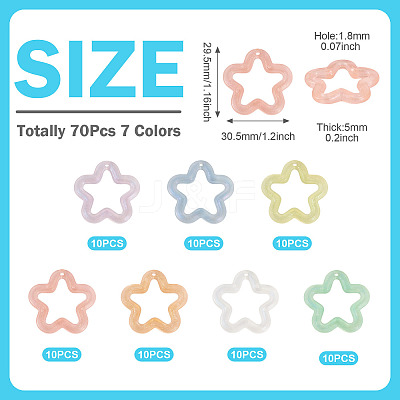 70Pcs 7 Colors Transparent Luminous Acrylic Pendants TACR-TA0001-65-1