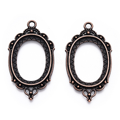Zinc Alloy Link Cabochon Settings X-PALLOY-WH0001-35R-1