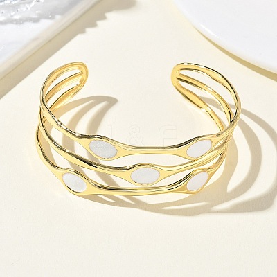 Brass Enamel Multi-strand Cuff Bangles for Women BJEW-A173-01G-02-1