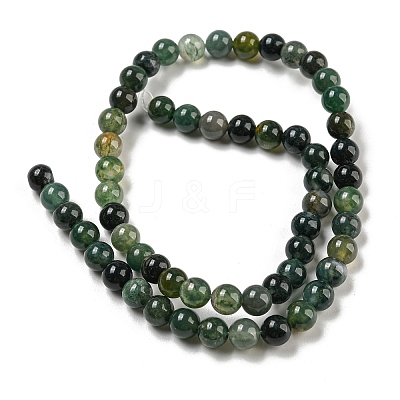 Natural Moss Agate Round Beads Strands G-S151-6mm-1
