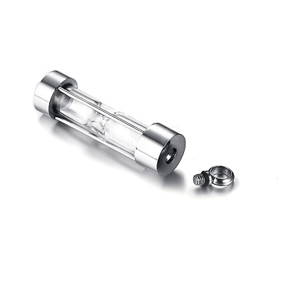 304 Stainless Steel Glass Hourglass Urn Ashes Pendants BOTT-PW0001-033B-P-1