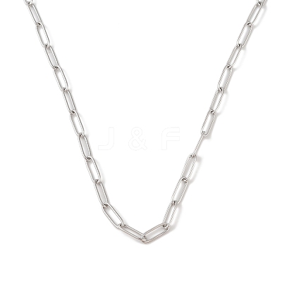 Rack Plating 304 Stainless Steel Paperclip Chain Necklaces NJEW-Q348-01P-1-1