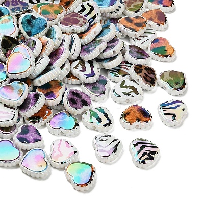 Rainbow Iridescent Printed Opaque Acrylic Beads OACR-D316-01B-02-1
