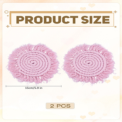2Pcs Hand-woven Ccotton Thread Cup Mats AJEW-LP0006-37C-1