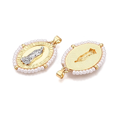 Brass with ABS Imitation Pearl Pendants KK-T070-16G-03-1