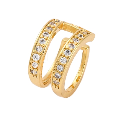 Rack Plating Brass Micro Pave Clear Cubic Zirconia Cuff Earrings for Women EJEW-C125-24A-G-1