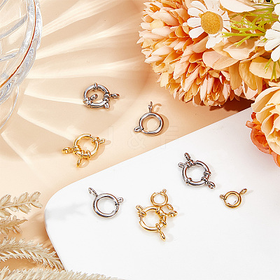 8Pcs 4 Styles 304 Stainless Steel Spring Ring Clasps STAS-GO0001-17-1