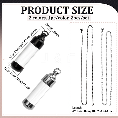 2Pcs 2 Styles Clear Acrylic Column Perfume Bottle Necklaces NJEW-PH0001-38-1