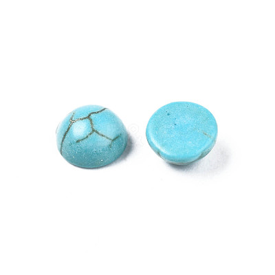 Craft Findings Dyed Synthetic Turquoise Gemstone Flat Back Dome Cabochons TURQ-S266-4mm-01-1