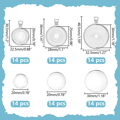 42Pcs 3 Styles Alloy Pendant Cabochon Settings FIND-WR0012-16-1