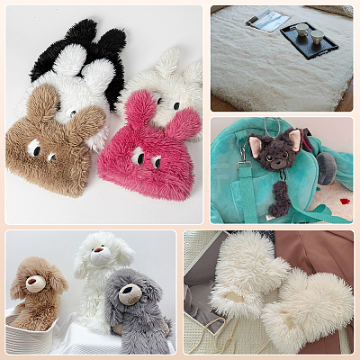 1 Yard Polyester Plush Fabric DIY-PH0028-91B-1