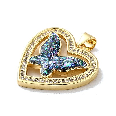 Rack Plating Brass Micro Pave Cubic Zirconia Pendants KK-D088-02G-1