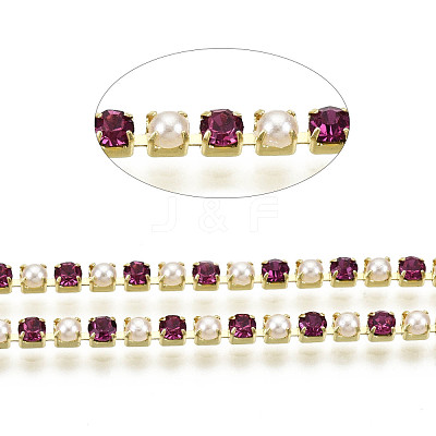 Brass Rhinestone Strass Chains CHC-N017-001A-A24-1