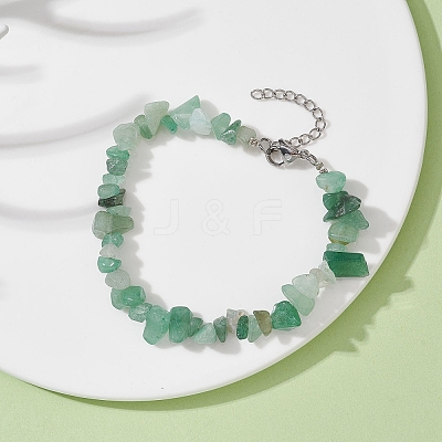 Natural Green Aventurine Chips Beaded Bracelet BJEW-JB09686-05-1