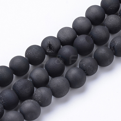 Electroplated Natural Druzy Geode Agate Bead Strands X-G-R345-8mm-53-1