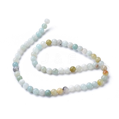Natural Flower Amazonite Round Bead Strands X-G-D608-8mm-1