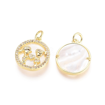 Brass Micro Pave Cubic Zirconia Pendants ZIRC-G161-14G-02-1