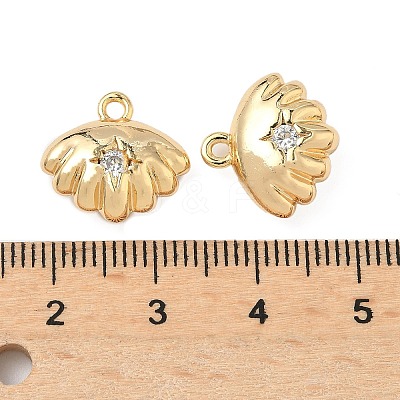 Brass Micro Pave Clear Cubic Zirconia Charms KK-S531-20G-1