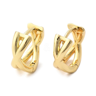 Rack Plating Brass Criss Cross Hoop Earrings for Women LS-EJEW-B014-15G-1