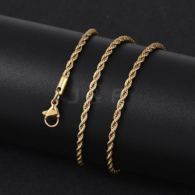 Unisex PVD Vacuum Plating 304 Stainless Steel Rope Chain Necklaces STAS-D0002-33G-1