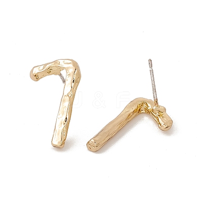 Brass Number Stud Earrings with 925 Sterling Silver Pins for Women EJEW-A077-01G-1