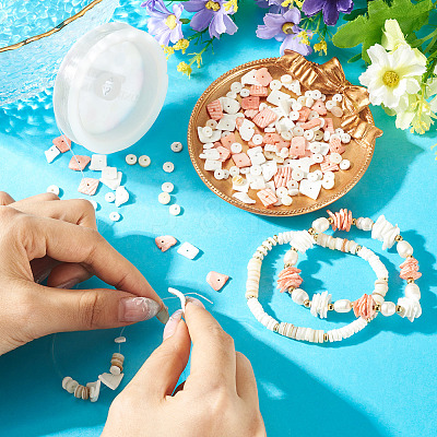 DIY Natural Shell Beads Bracelet Making Kit DIY-CF0001-10-1