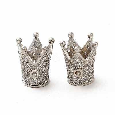 Rack Plating Brass Micro Pave Cubic Zirconia Beads ZIRC-C043-01P-1