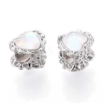Alloy Glass European Beads FIND-N009-13P-1