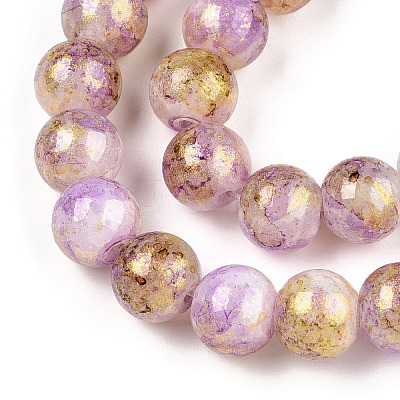 Baking Paint Crackle Glass Bead Strands DGLA-R053-05O-1