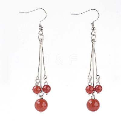 Natural Carnelian Dangle Earrings EJEW-JE02813-02-1