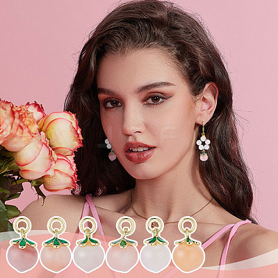 6Pcs Natural Agate Peach Charms G-OC0006-02-1
