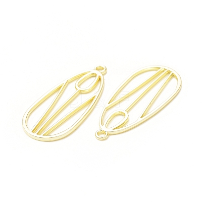 Rack Plating Alloy Teardrop with Tulip Pattern Open Back Bezel Pendants X-FIND-G052-51LG-1