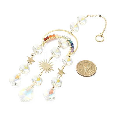 Glass Teardrop Pendant Decorations HJEW-JM01164-1