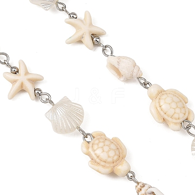 ABS Imitation Pearl & Synthetic Turquoise Beaded Chains AJEW-JB01668-1