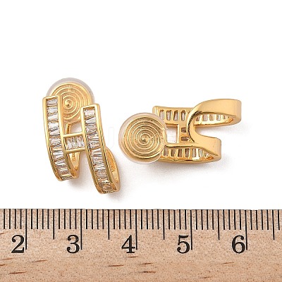 Brass Micro Pave Clear Cubic Zirconia Clip-on Earrings EJEW-K286-10G-1