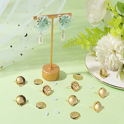 Brass Studs Earring Findings KK-BBC0019-01G-03-1