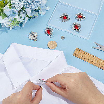 8Pcs Teardrop Zinc Alloy & Glass Lapel Pin Backs for Clothes JEWB-PH0001-90C-1