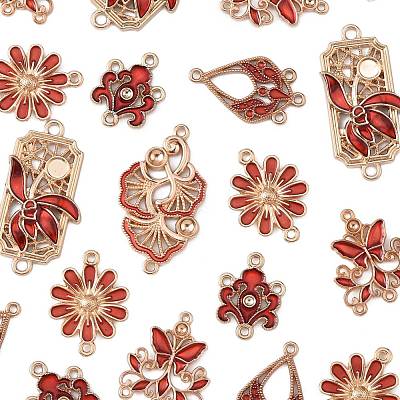 36Pcs 6 Styles Alloy Enamel Connector Charms FIND-FS0004-46B-1