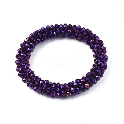Faceted Electroplate Glass Beads Stretch Bracelets BJEW-S144-002G-06-1
