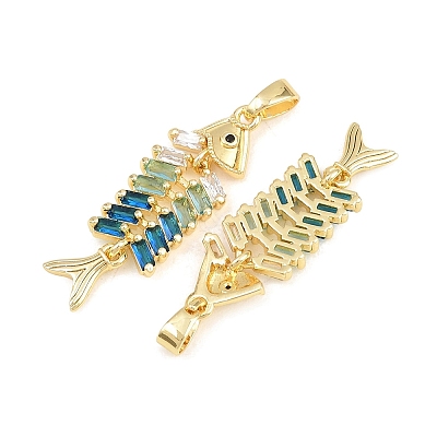 Brass Colorful Cubic Zirconia Pendants KK-E800-05B-G-1
