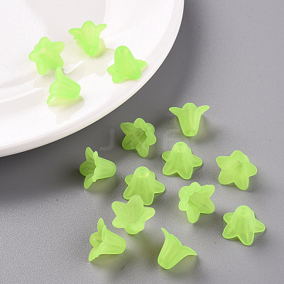 Green Frosted Transparent Acrylic Flower Beads X-PLF018-05-1