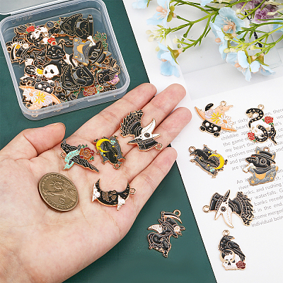32Pcs 16 Style Alloy Enamel Pendants ENAM-CA0001-49-1