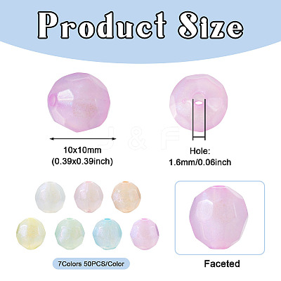 350Pcs 7 Colors Translucent Acrylic Beads TACR-TA0001-17-1