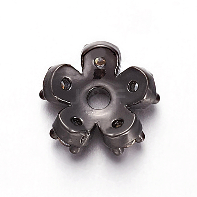 Brass Micro Pave Cubic Zirconia Bead Cap ZIRC-E158-10B-1