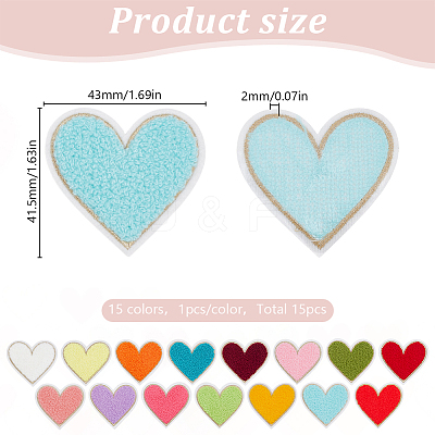 15Pcs 15 Colors Towel Embroidery Style Cotton Iron on/Sew on Patches DIY-HY0002-32-1